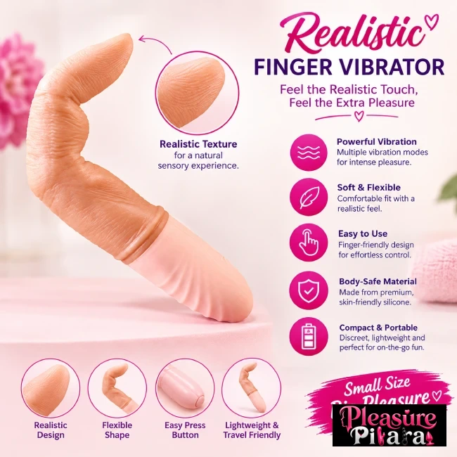 Explore the Jumbo Realistic Finger Vibrator at Pleasure Pitara. Discover its realistic design and shop adult wellness products online in India.