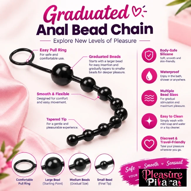 Graduated Anal Bead Chain for Adults | Pleasure Pitara