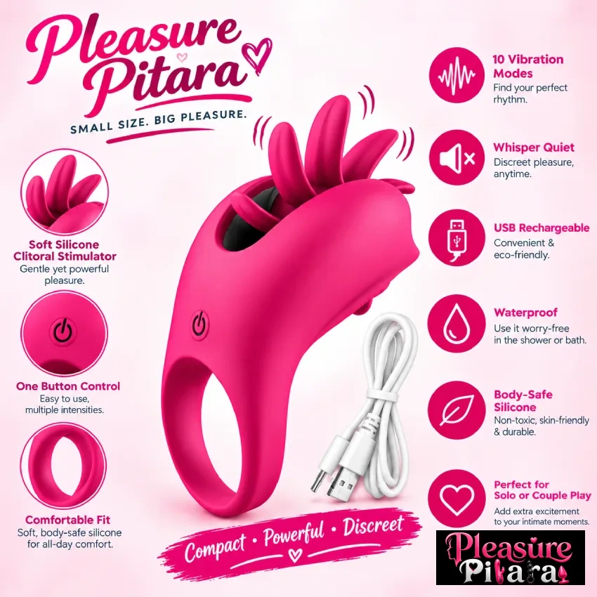 Multi-purpose vibrator with rotating licker and penis ring